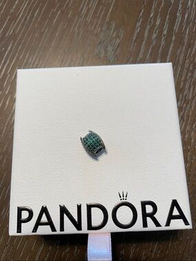 Pandora Sterling Silver Pavé Green Barrel Charm